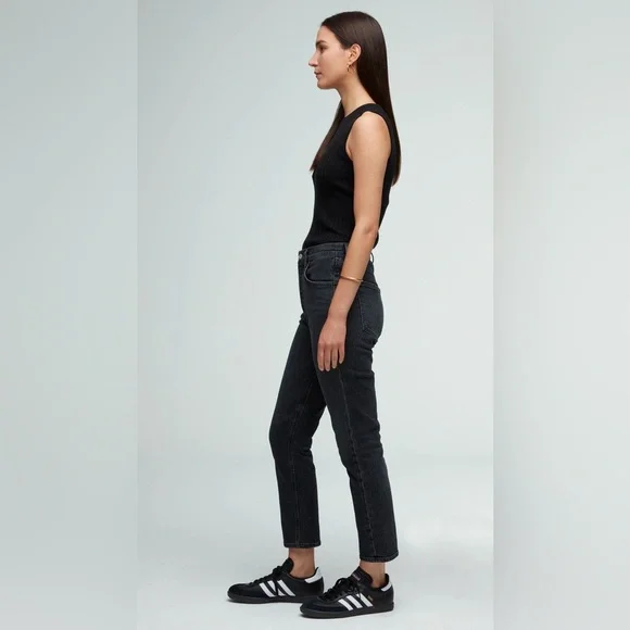 AGOLDE Riley High Rise Straight - Black - Size 23